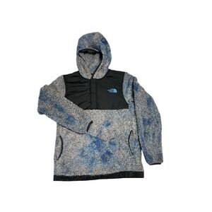The North Face Girls Fleece Hoodie Jacket Blue Gray Sherpa Size M 10/12